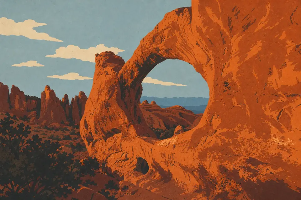 Affiche illustrée du parc national Arches