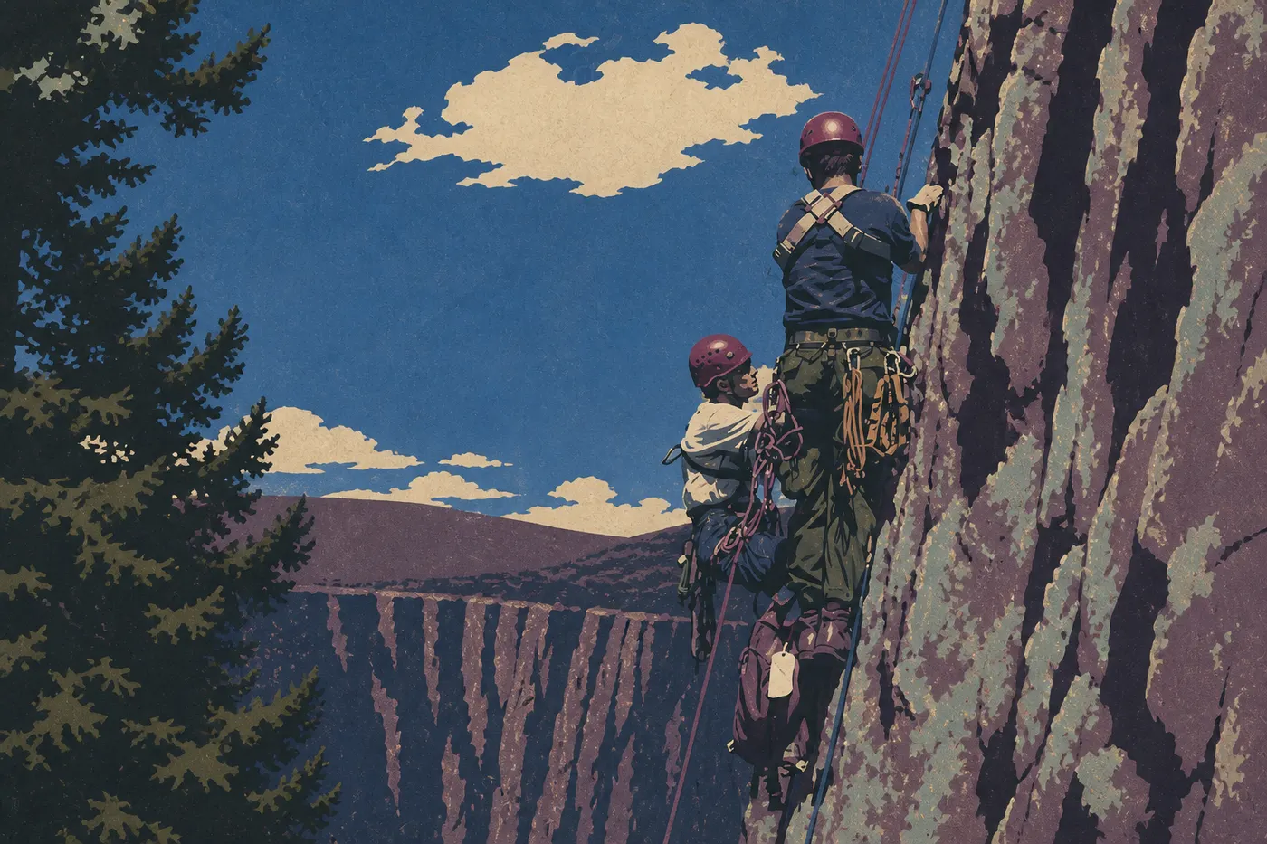 Illustration sérigraphiée : Escalade