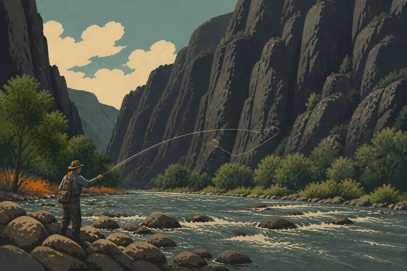 Illustration sérigraphiée : Pêche