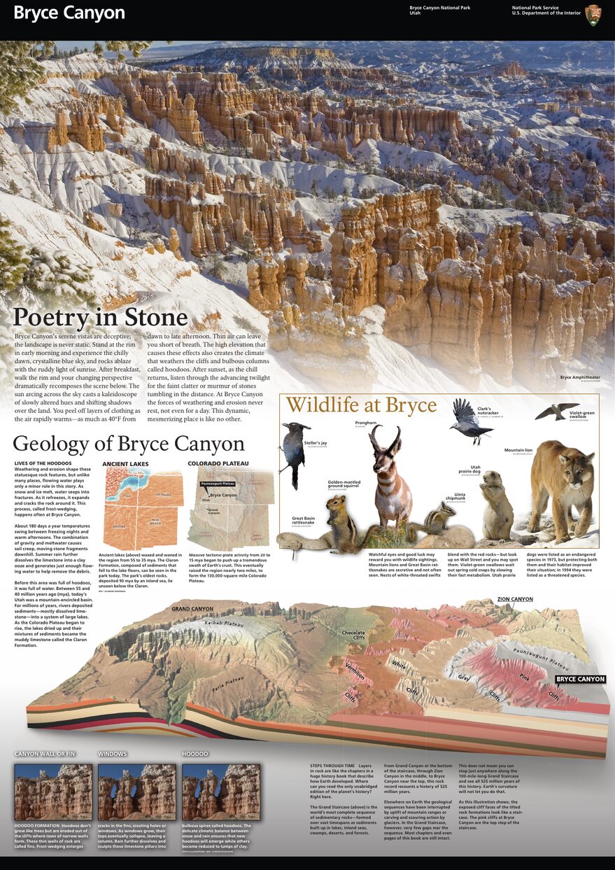 Carte officielle NPS du parc national Bryce Canyon (Unigrid)