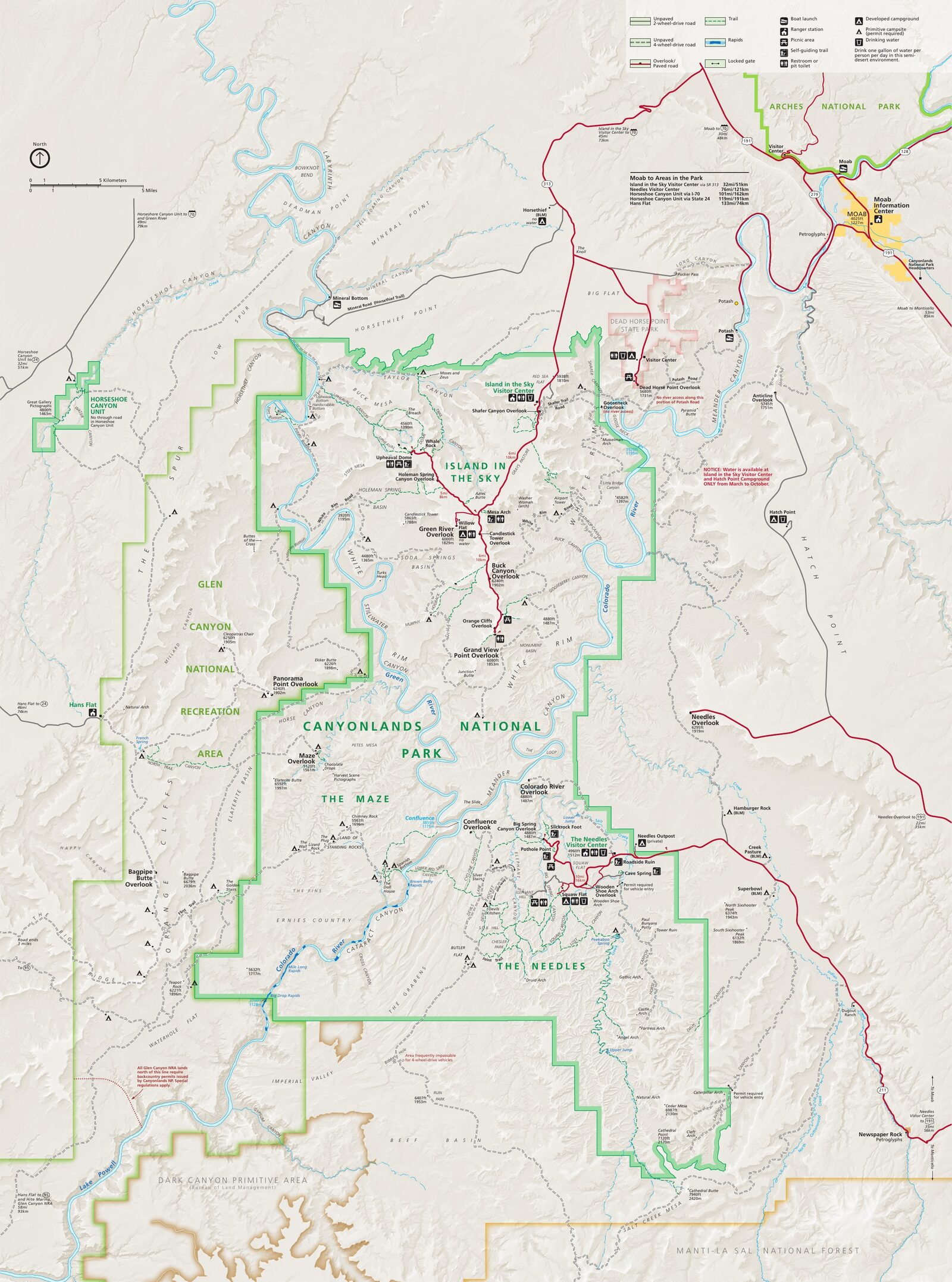 Carte officielle NPS du parc national Canyonlands (Unigrid)