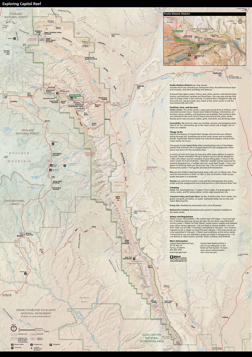Mapa oficial NPS del parque nacional Capitol Reef (Unigrid)