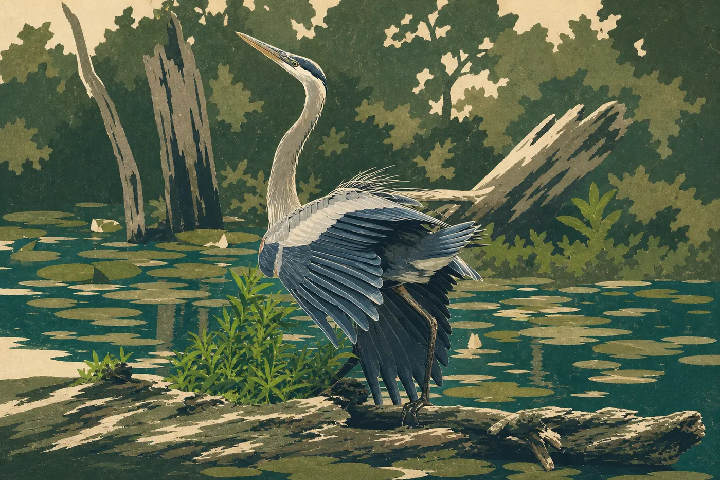 Illustration sérigraphiée : Faune et observation