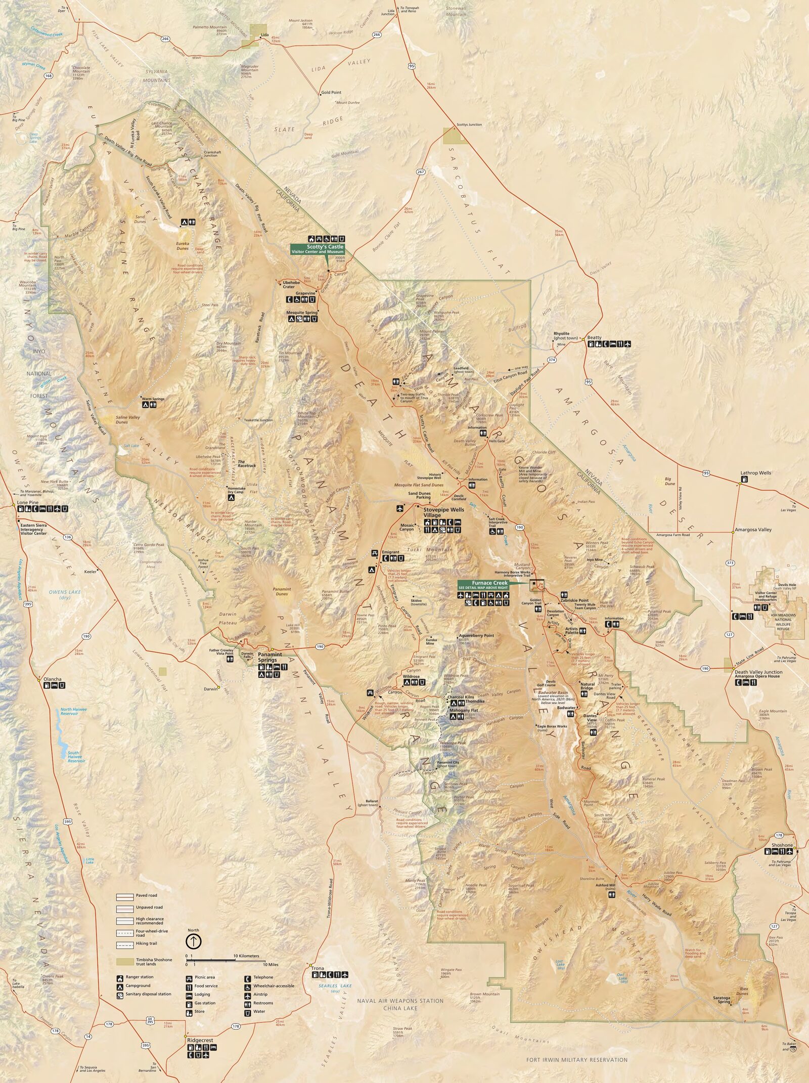 Carte officielle NPS du parc national Death Valley (Unigrid)