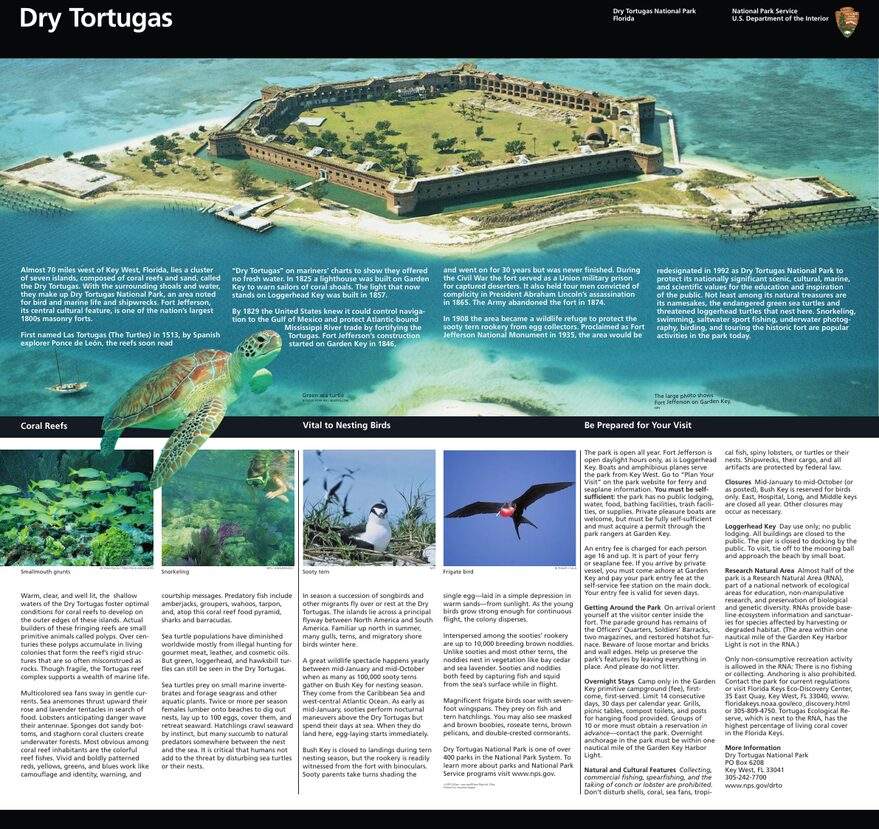 Mapa oficial NPS del parque nacional Dry Tortugas (Unigrid)
