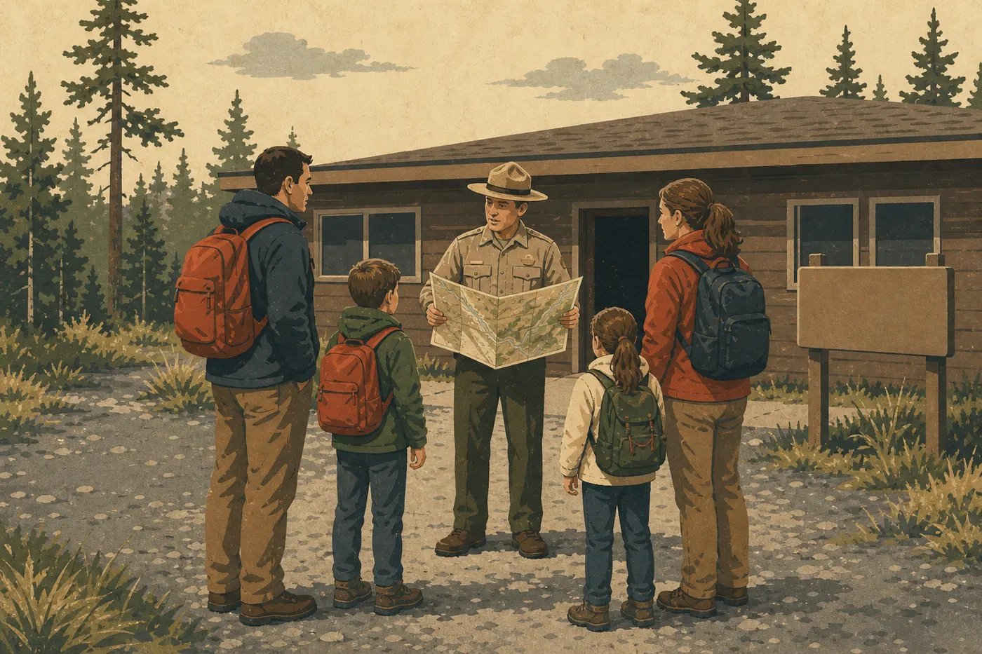 Illustration sérigraphiée : En famille
