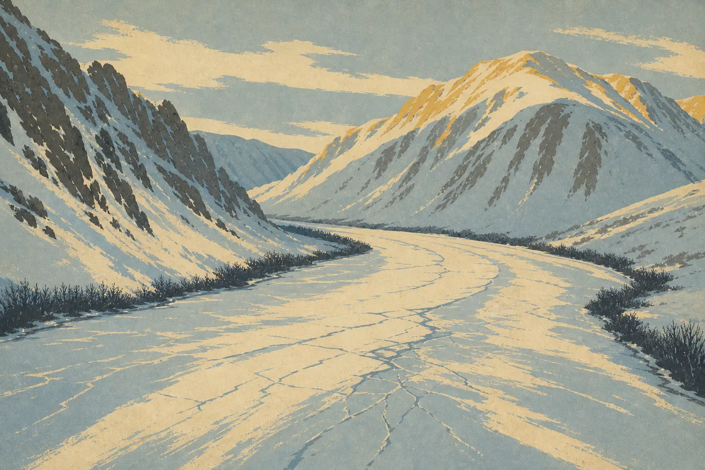 Illustration sérigraphiée : Hiver : de novembre à mars