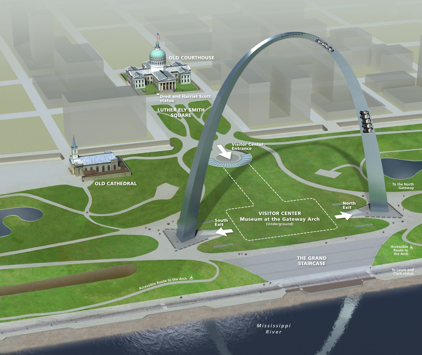 Carte officielle NPS du parc national Gateway Arch (Unigrid)