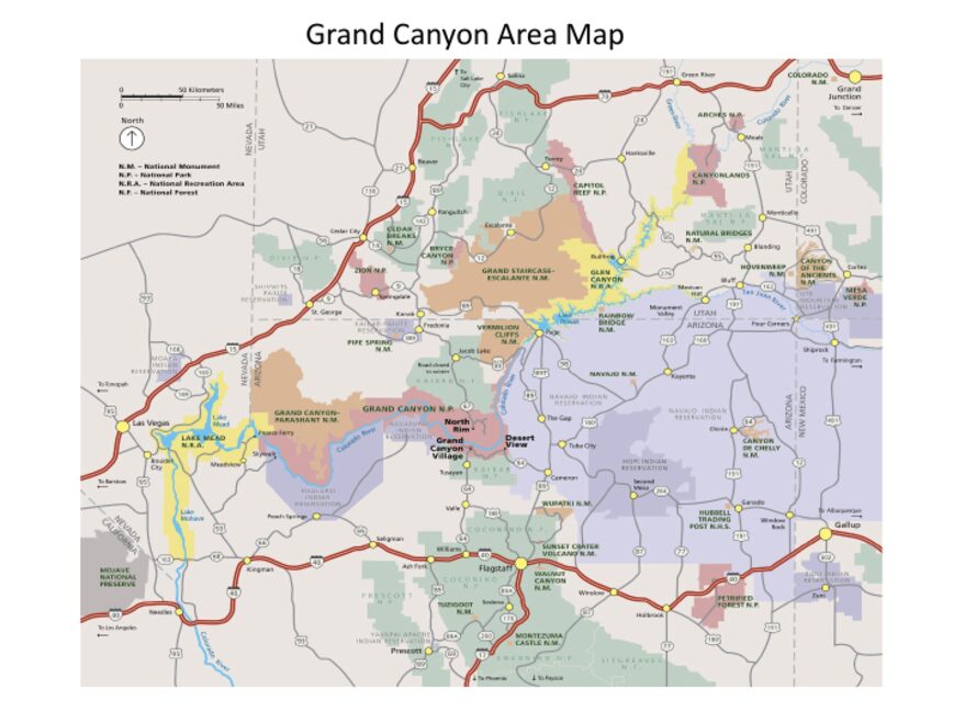 Carte officielle NPS du parc national Grand Canyon (Unigrid)
