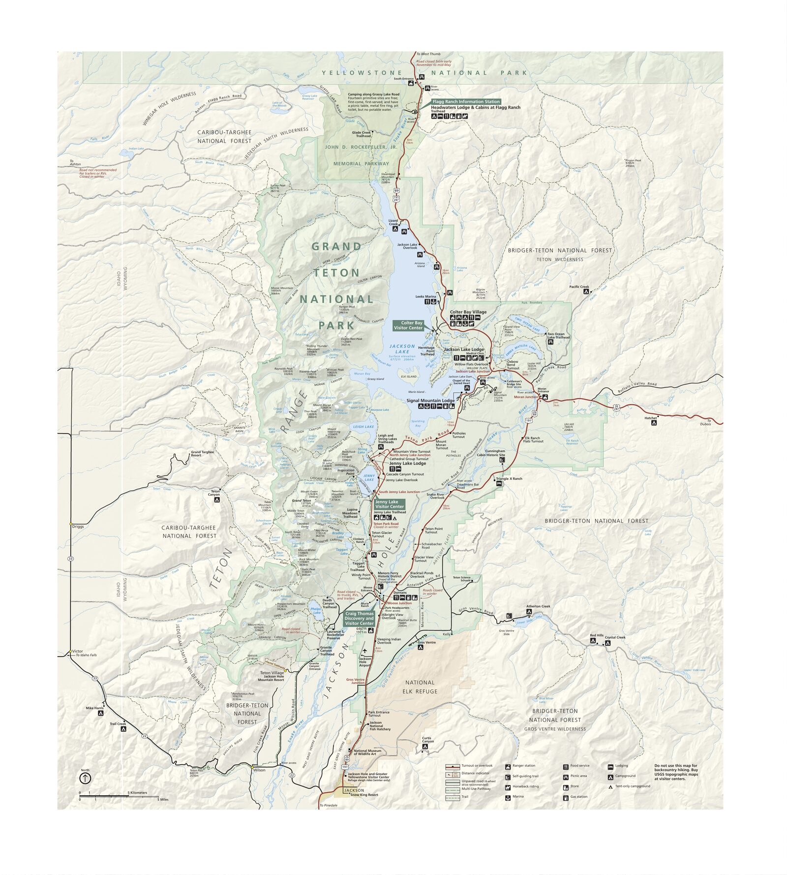 Mapa oficial NPS del parque nacional Grand Teton (Unigrid)