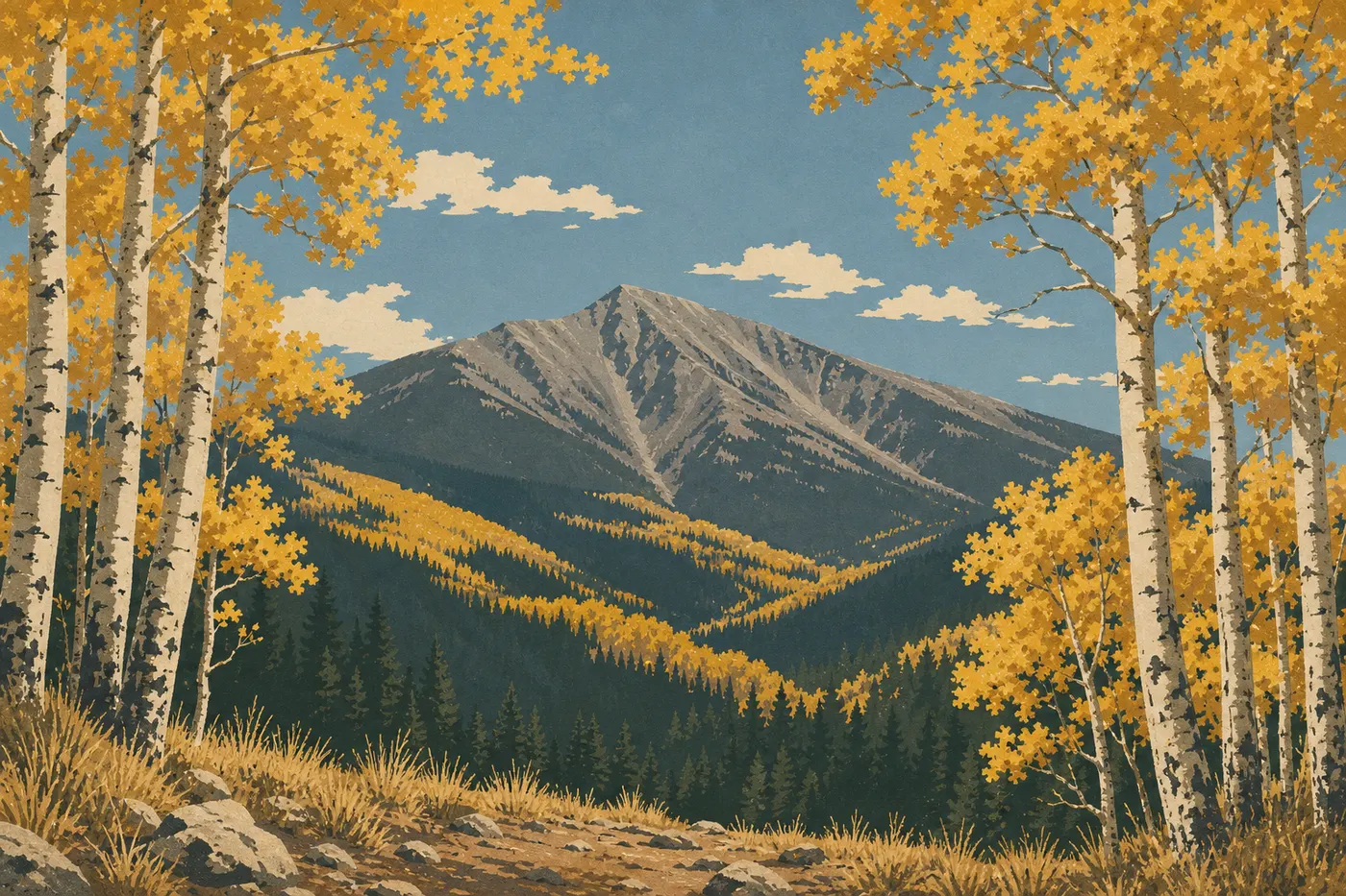 Illustration sérigraphiée : Automne (septembre-octobre) : notre saison de prédilection