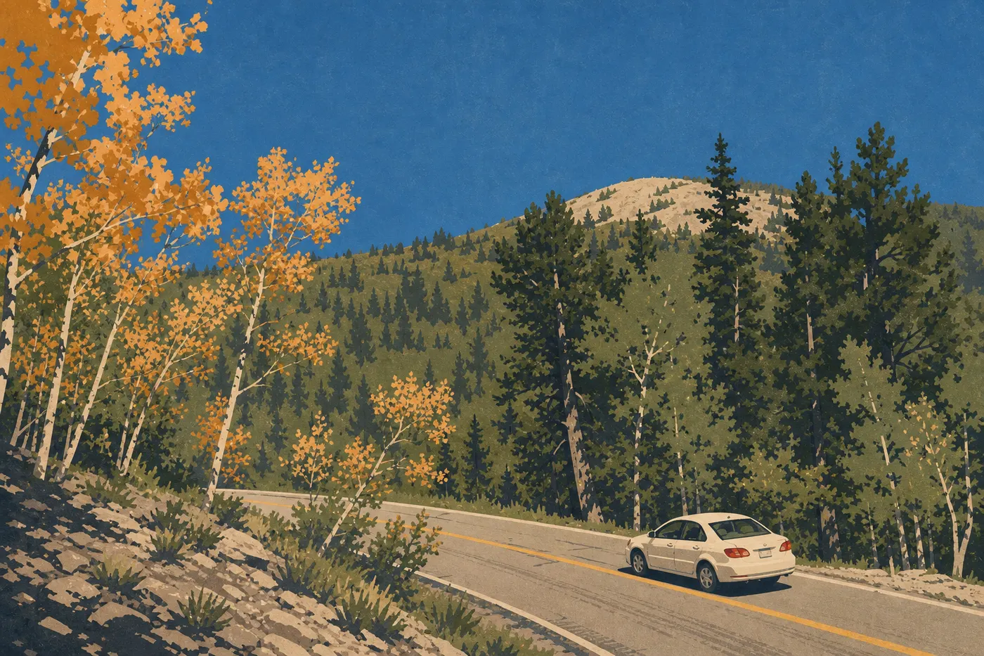 Illustration sérigraphiée : Wheeler Peak Scenic Drive : du désert à la haute montagne en 19 km