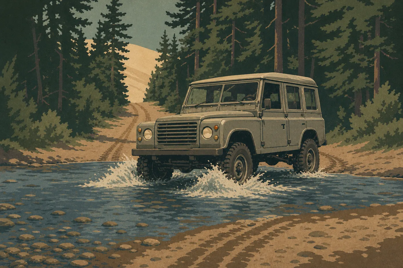 Illustration sérigraphiée : 4x4 et Medano Pass Primitive Road