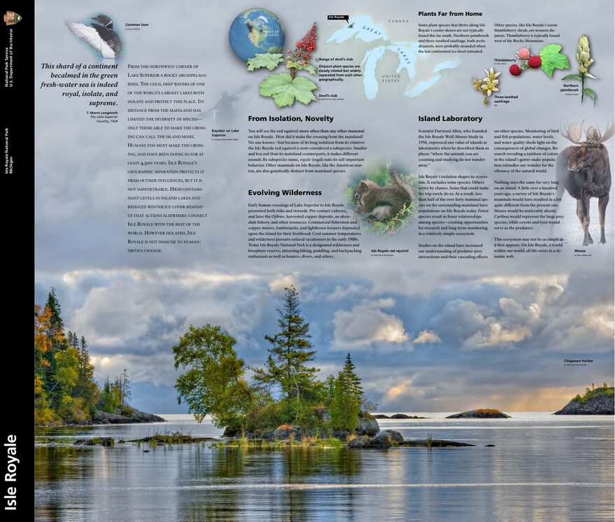 Carte officielle NPS du parc national Isle Royale (Unigrid)
