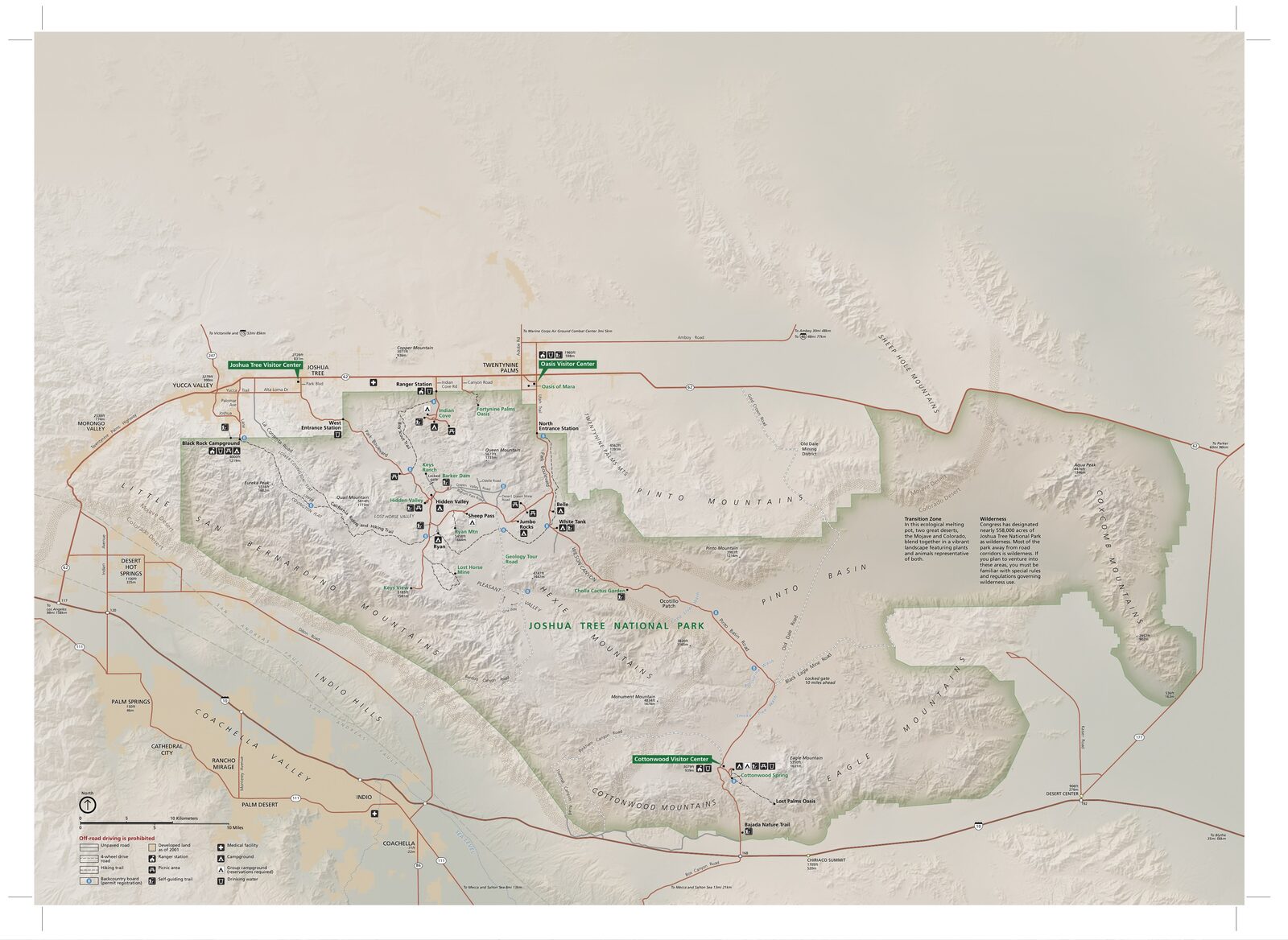 Carte officielle NPS du parc national Joshua Tree (Unigrid)