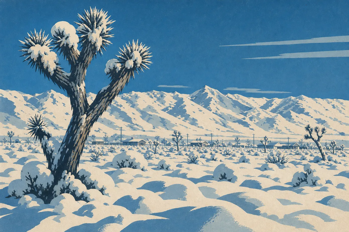 Illustration sérigraphiée : Hiver (décembre-février)