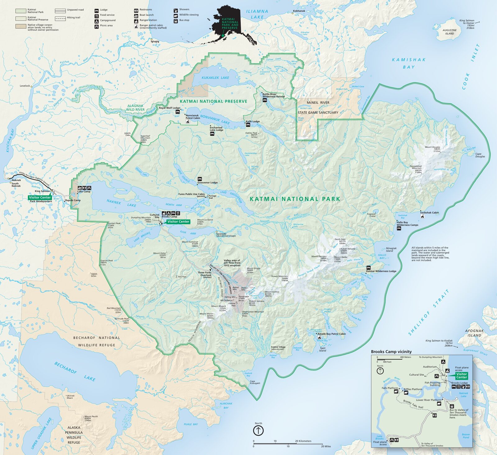 Carte officielle NPS du parc national Katmai (Unigrid)
