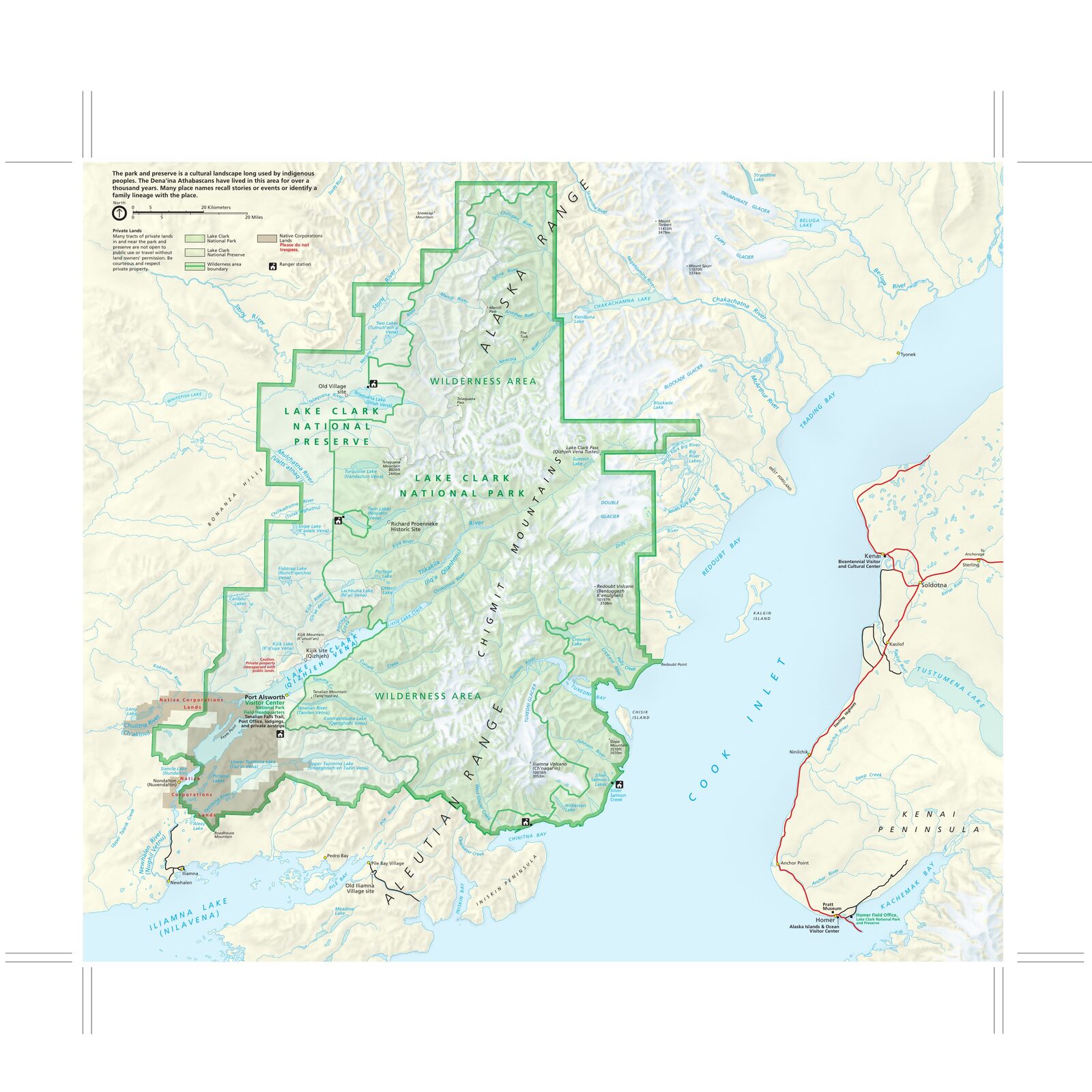 Carte officielle NPS du parc national Lake Clark (Unigrid)