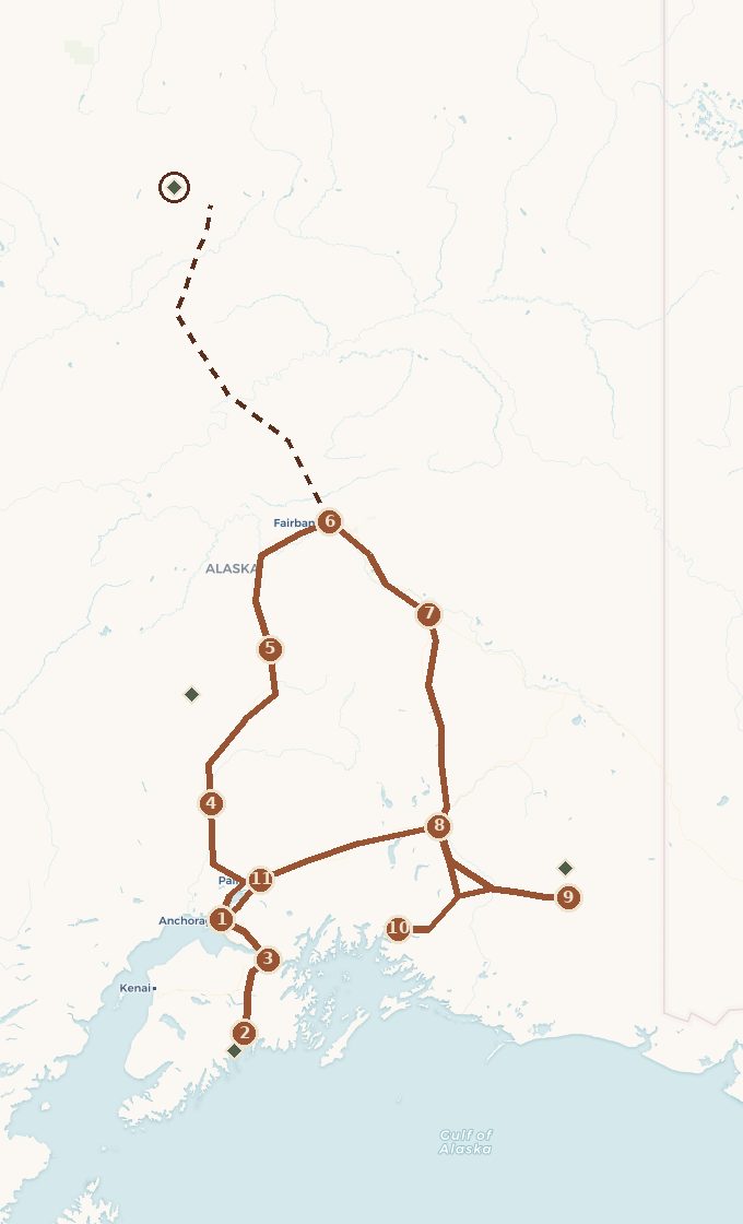 Carte du tracé : L’Alaska