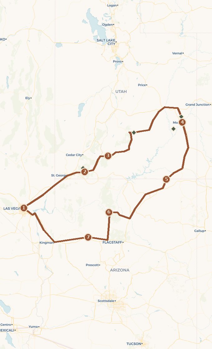 Carte du tracé : L’Ouest en 15 jours