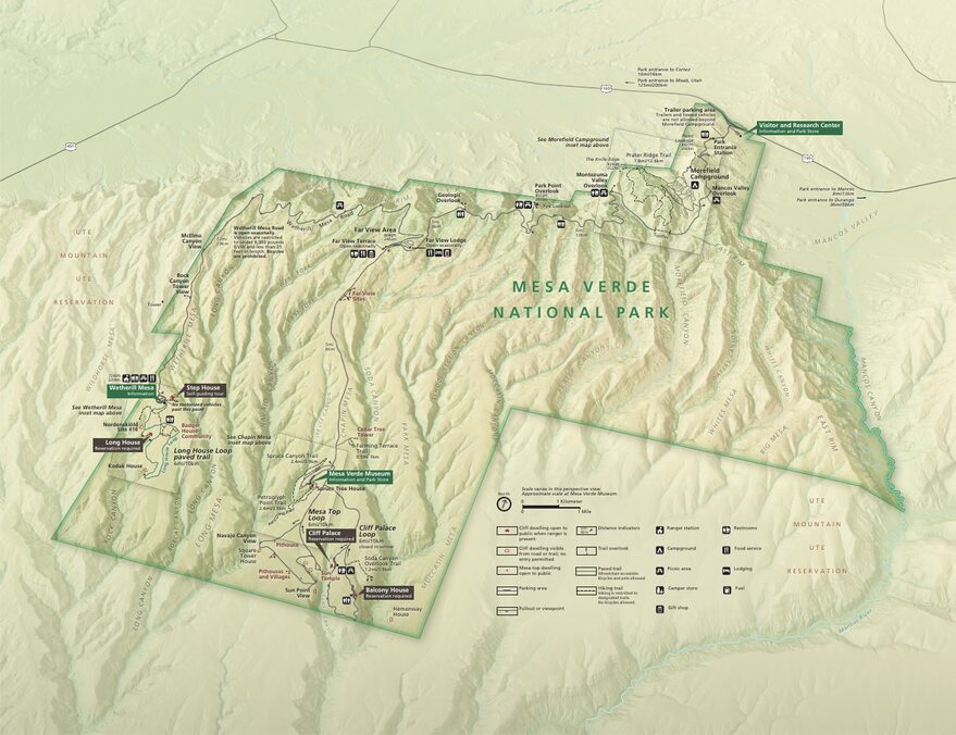 Mapa oficial NPS del parque nacional Mesa Verde (Unigrid)