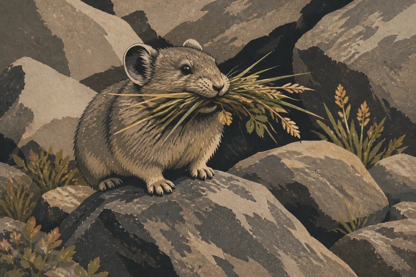 Illustration sérigraphiée : Le pika d'Amérique