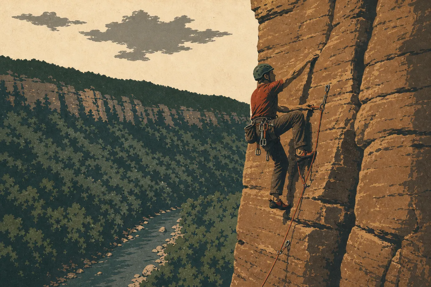 Illustration sérigraphiée : Escalade