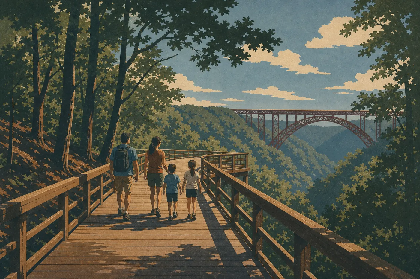 Illustration sérigraphiée : En famille
