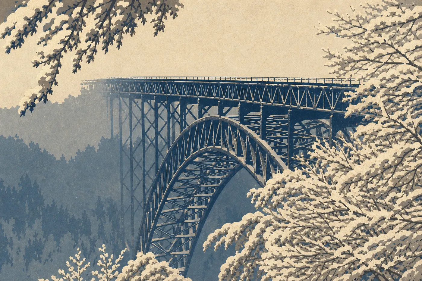 Illustration sérigraphiée : Hiver (décembre à février)