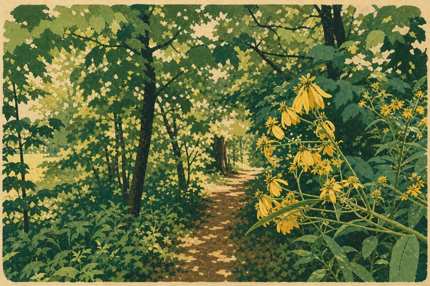 Illustration sérigraphiée : Printemps (mars à mai)