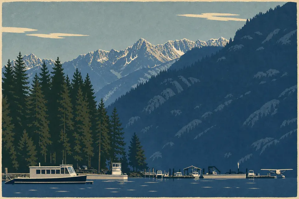 Affiche illustrée du parc national North Cascades