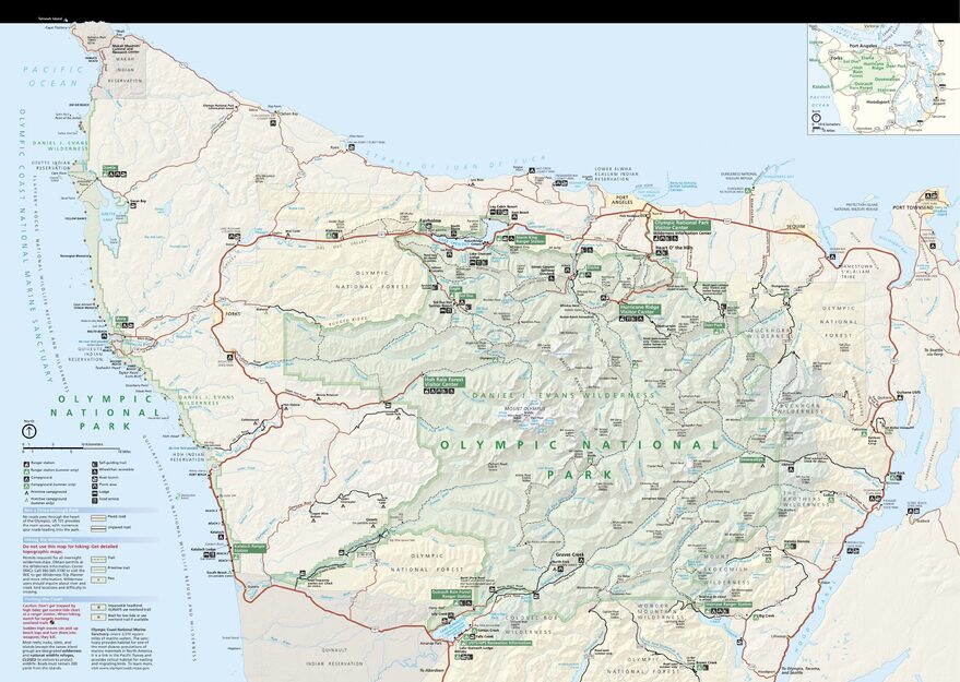 Mapa oficial NPS del parque nacional Olympic (Unigrid)