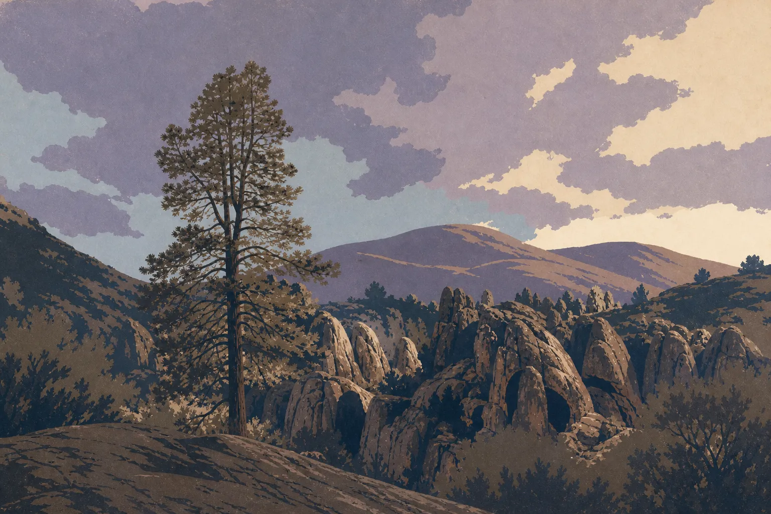 Affiche illustrée du parc national Pinnacles