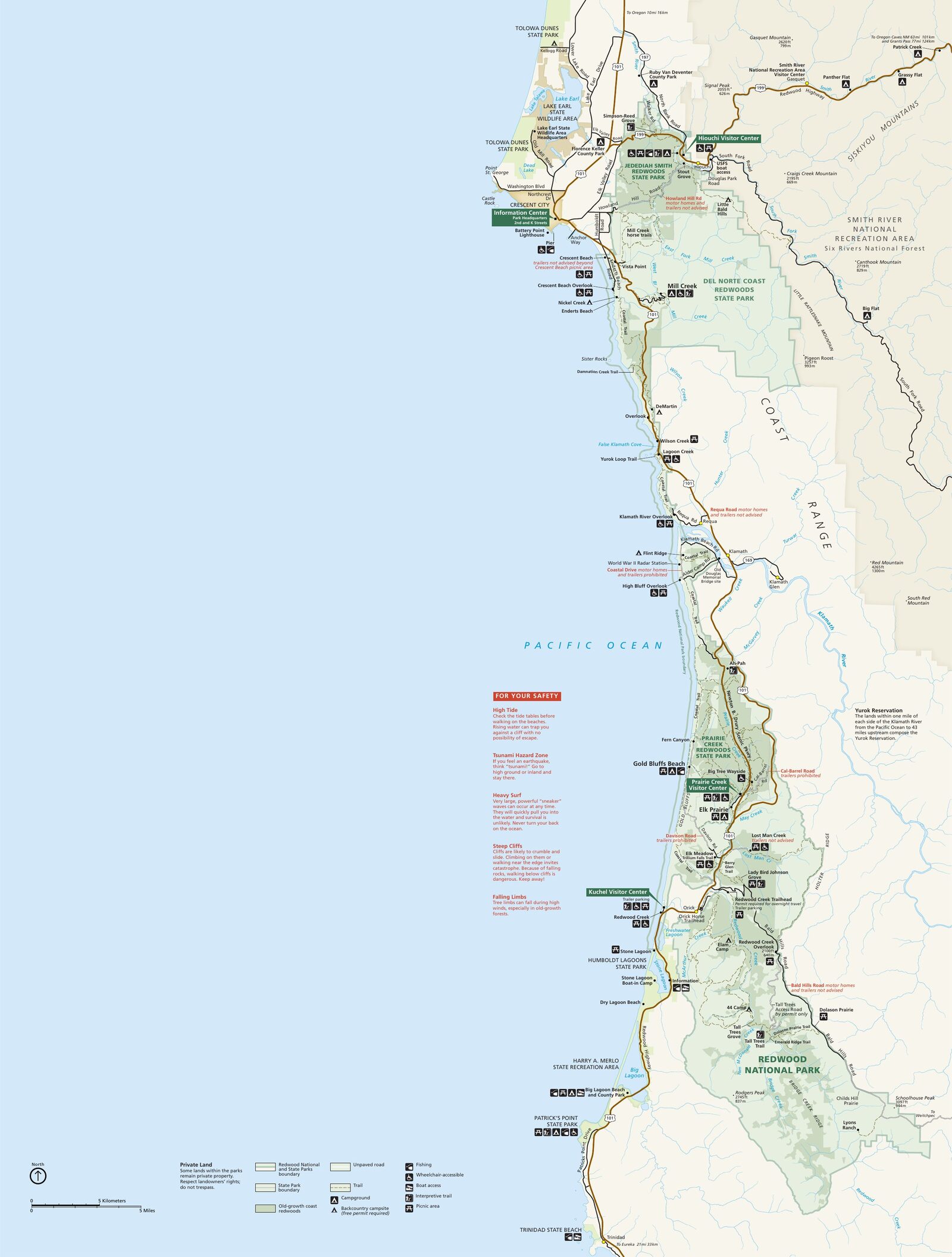 Carte officielle NPS du parc national Redwood (Unigrid)