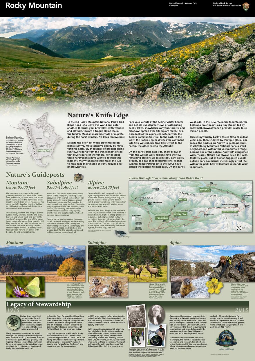 Carte officielle NPS du parc national Rocky Mountain (Unigrid)