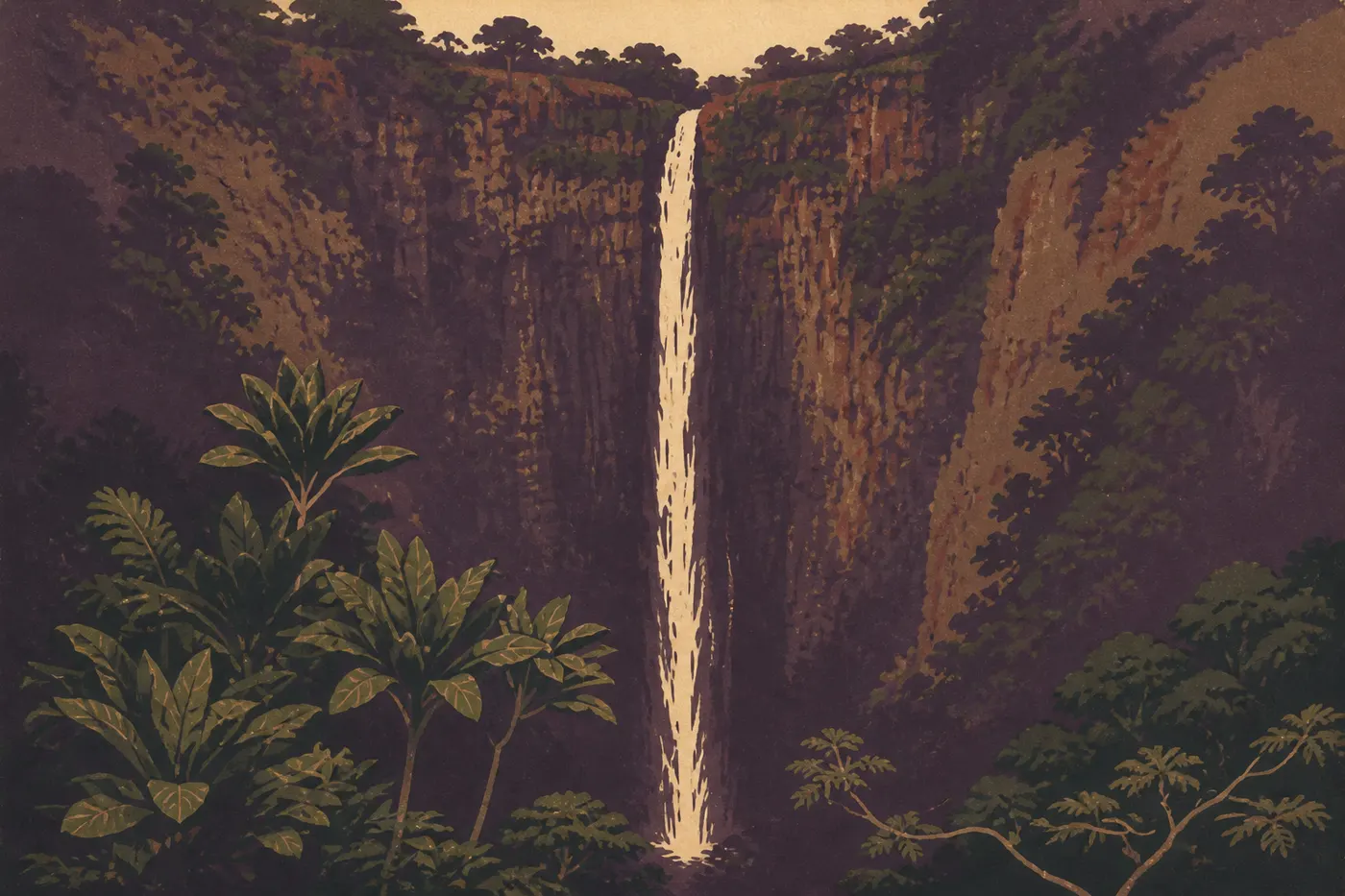 Akaka Falls tombe d’un seul jet de cent trente-cinq mètres, côte de Hamakua.