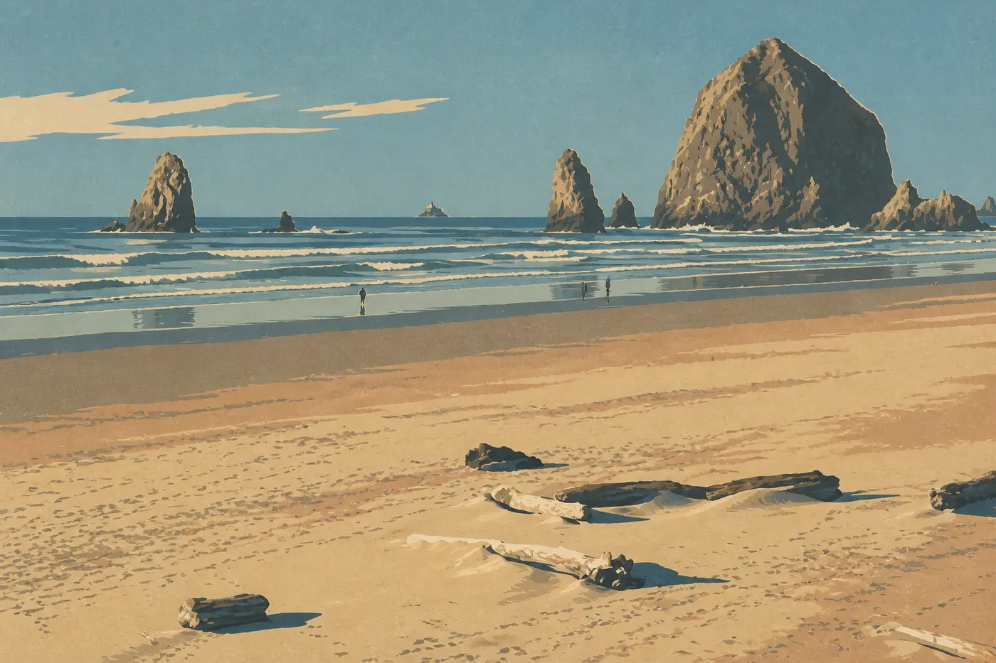 Haystack Rock plante ses 72 mètres dans le ressac de Cannon Beach.