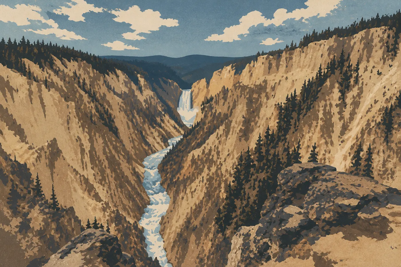 Les Lower Falls dans le Grand Canyon of the Yellowstone, depuis Artist Point.