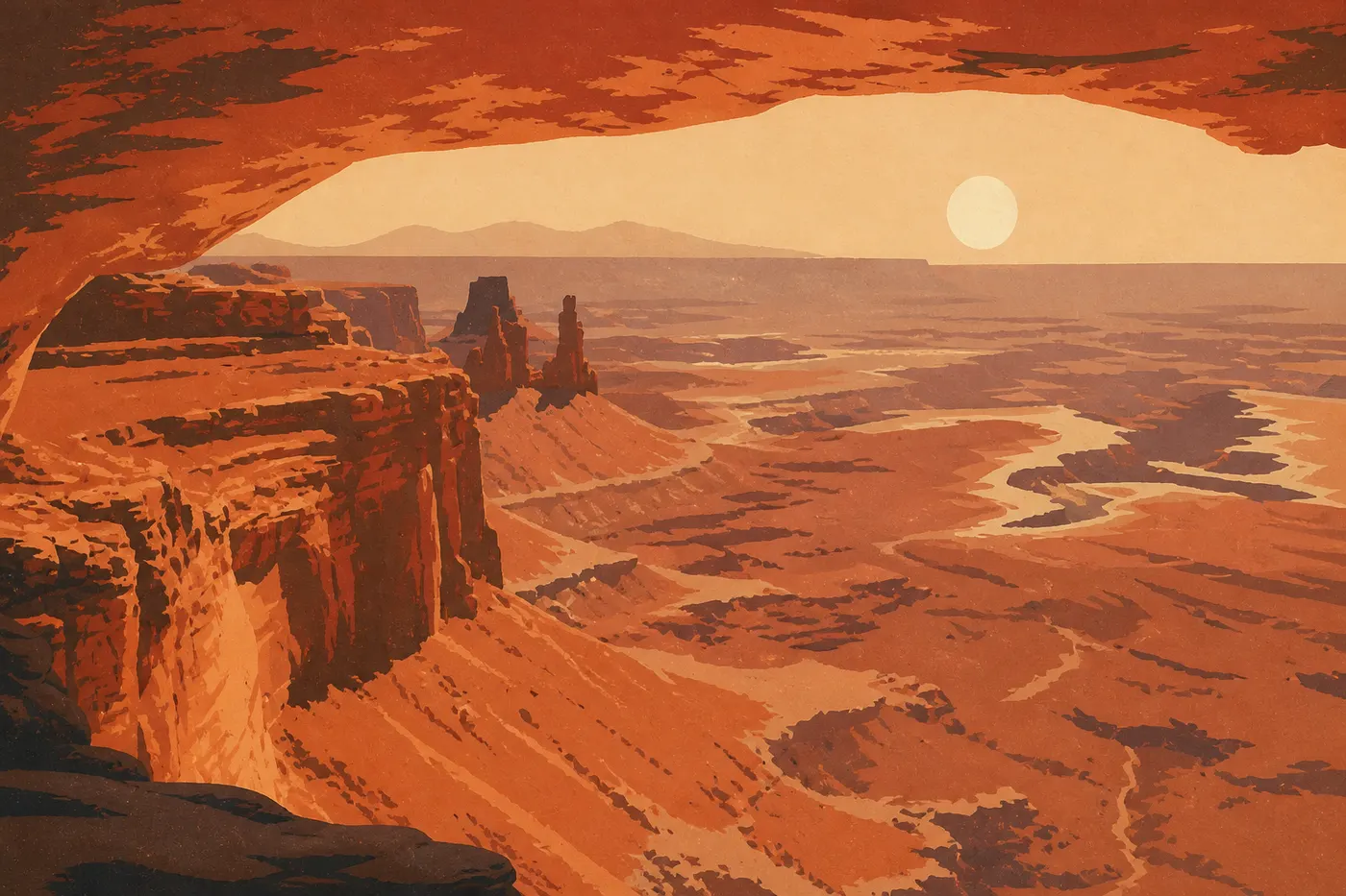 Mesa Arch embrasée au lever du soleil, Island in the Sky, Canyonlands.