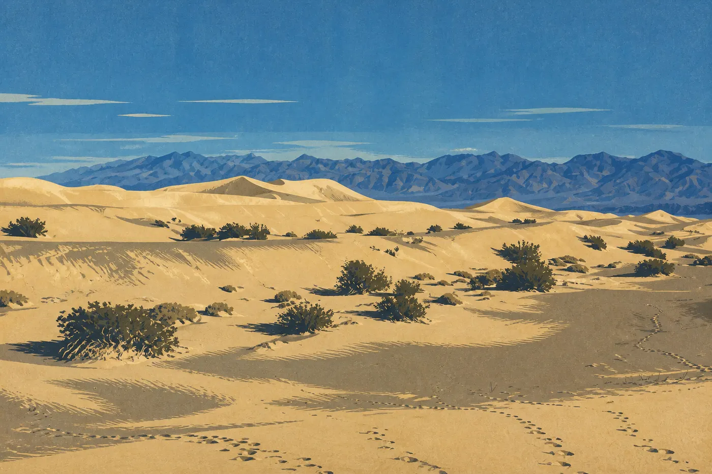 Les dunes de Mesquite Flat ondulent au lever du jour, dans Death Valley.