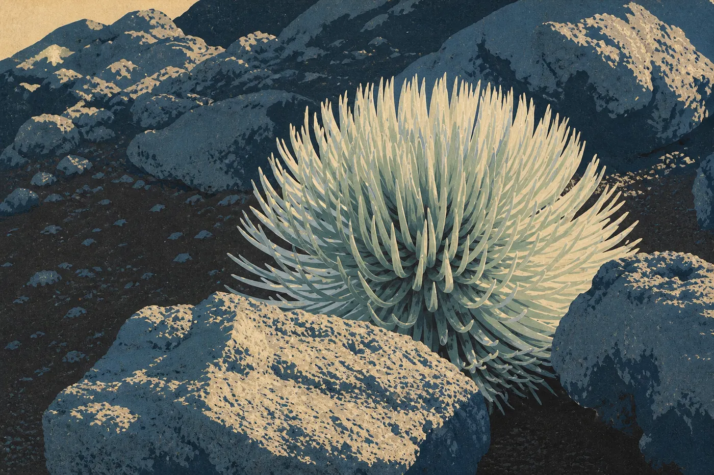 Le silversword hawaïen, l’argyroxiphium, ne pousse que sur les pentes du Haleakala.