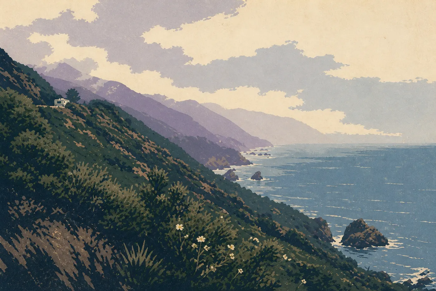 La Highway 1 suspendue au-dessus du Pacifique, quelque part sur la côte de Big Sur.