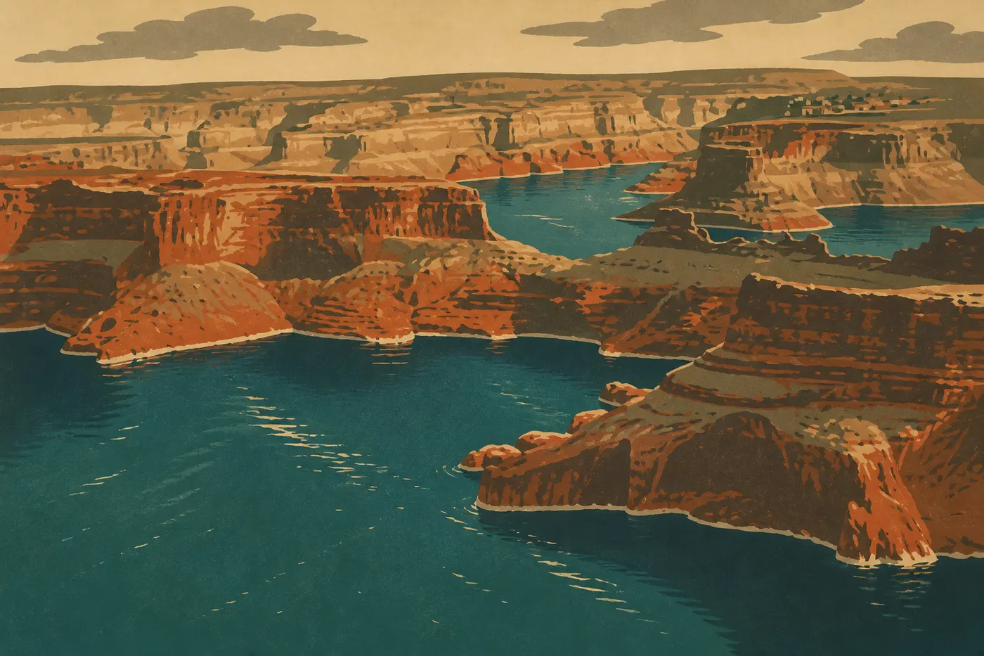 Le lac Powell et la marina de Wahweap, l’eau turquoise en plein désert rouge.