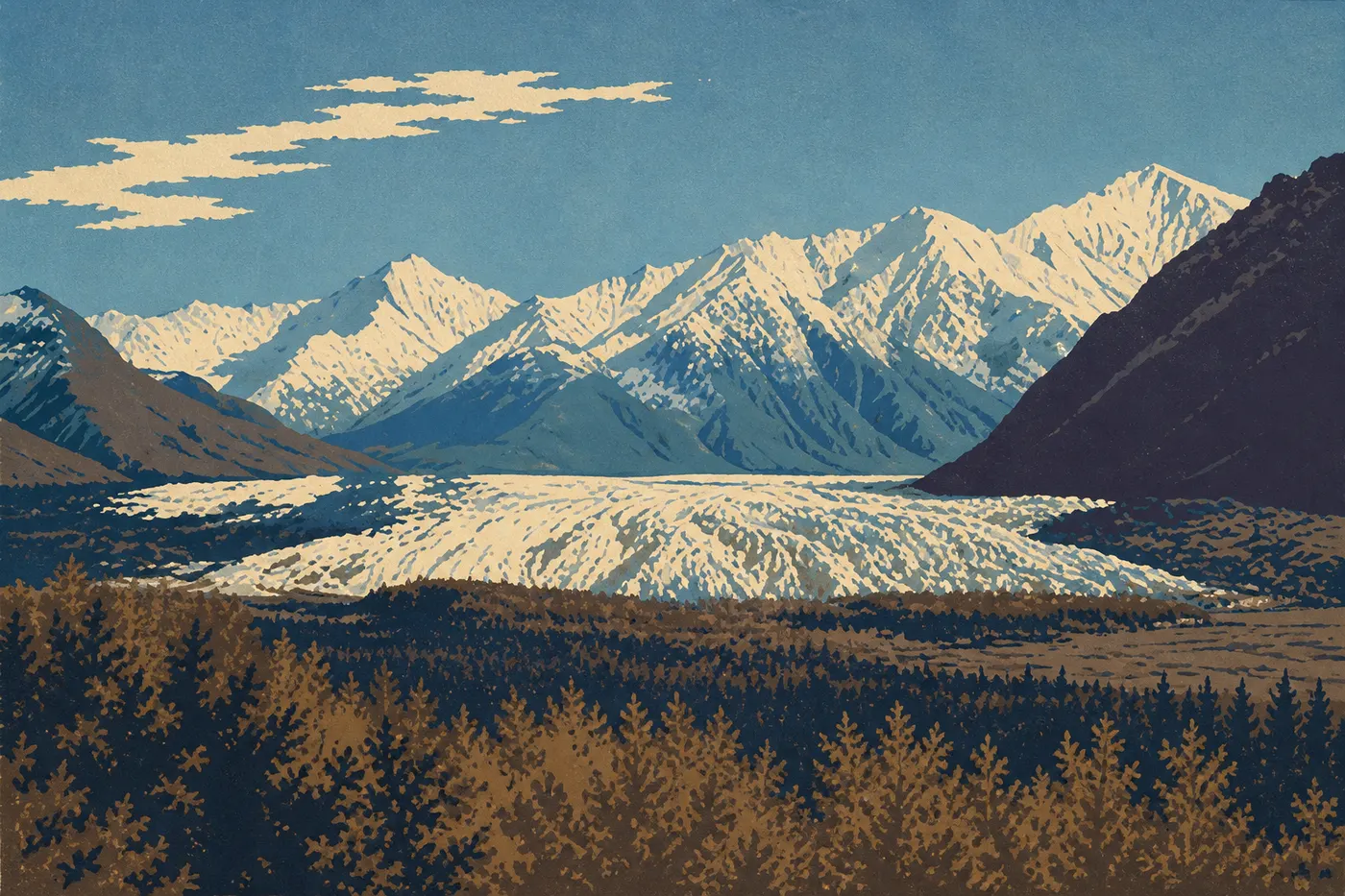 Le glacier de la Matanuska descend presque jusqu’à la Glenn Highway.