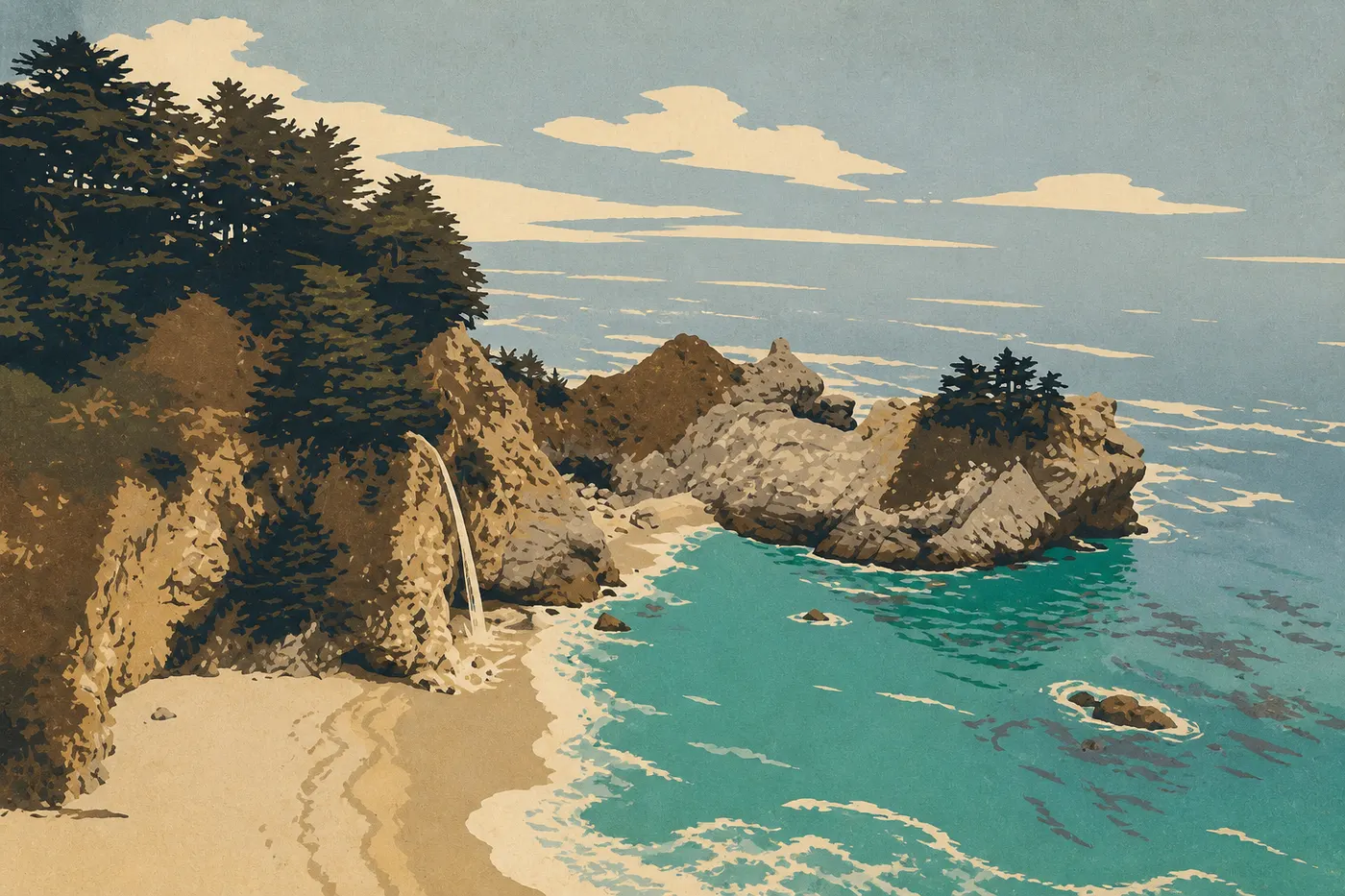 McWay Falls tombe droit sur une plage inaccessible, Julia Pfeiffer Burns State Park.