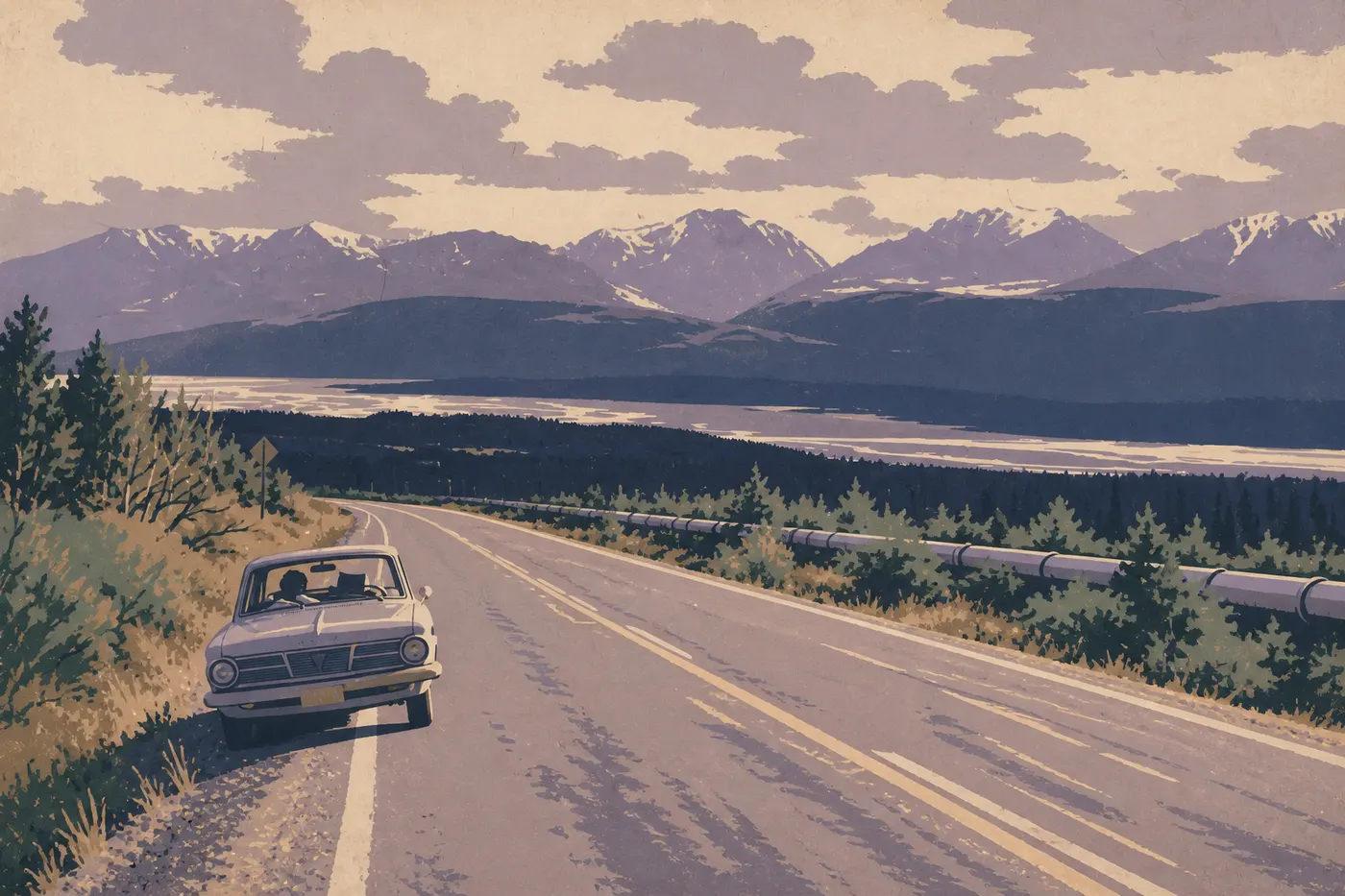 La Richardson Highway au pied de l’Alaska Range, première route de l’État.