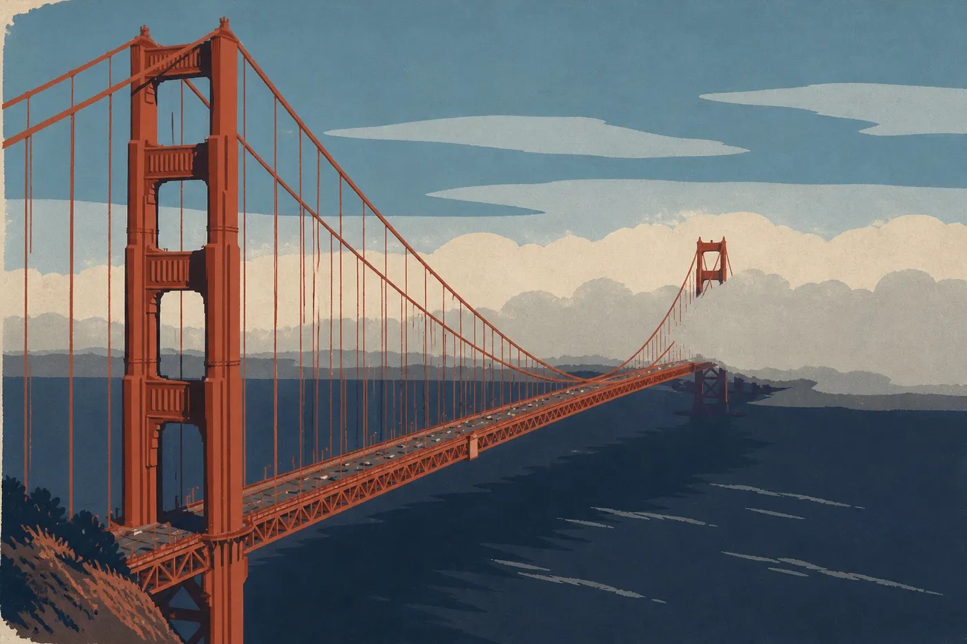 Le Golden Gate émerge de la brume au-dessus de la baie de San Francisco.