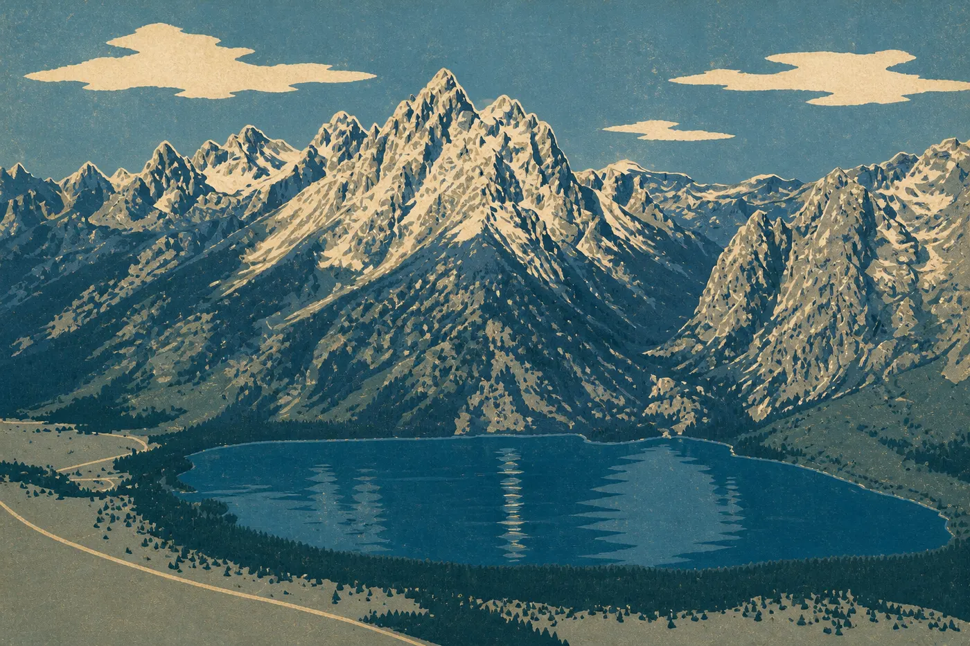 Jenny Lake, lac glaciaire serti au pied des parois de Grand Teton.