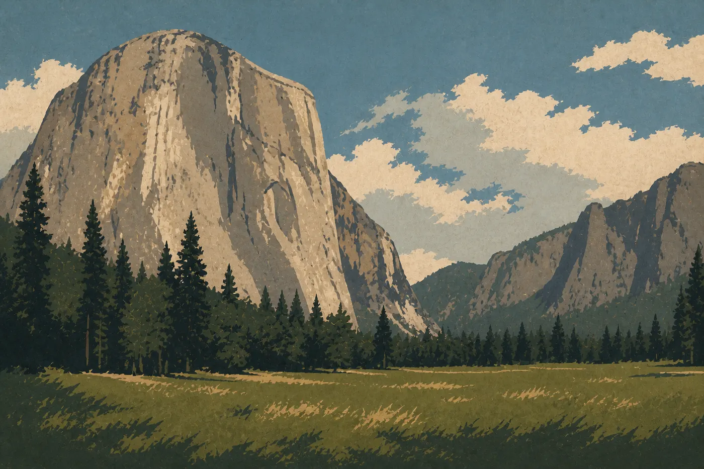 El Capitan dresse ses neuf cents mètres de granit au-dessus de la vallée de Yosemite.