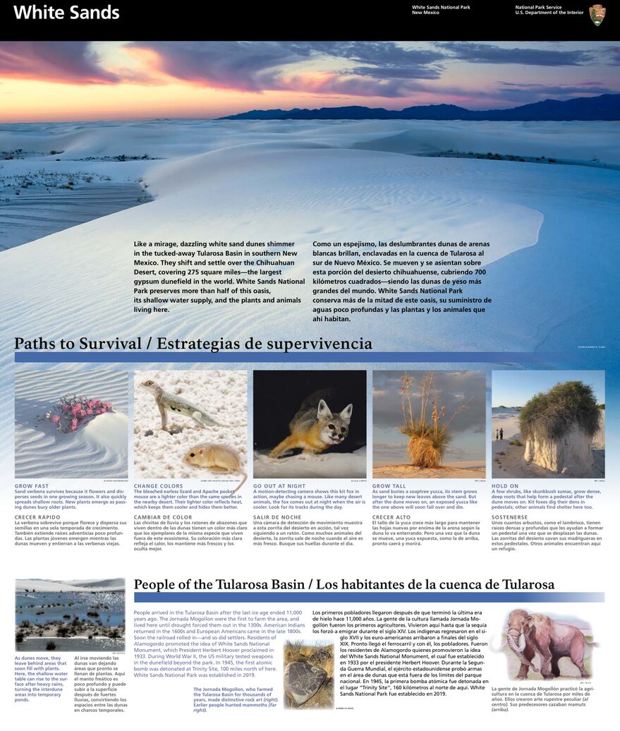 Carte officielle NPS du parc national White Sands (Unigrid)